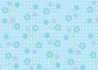 blue flowers with geometric shapes