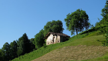 Fototapeta na wymiar Altes Holzhaus am Berg in Italien