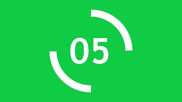 10 seconds timer animation with split elapsed circle effect in green screen background