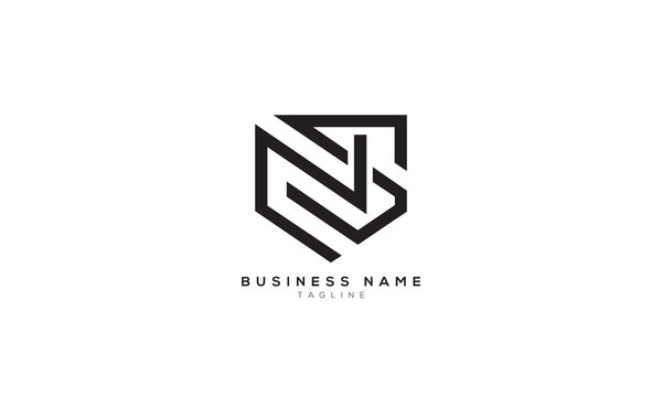 NS, SN, SV, VS, PN, NP, N5, 5N, AS, SA, Abstract initial monogram letter alphabet logo design