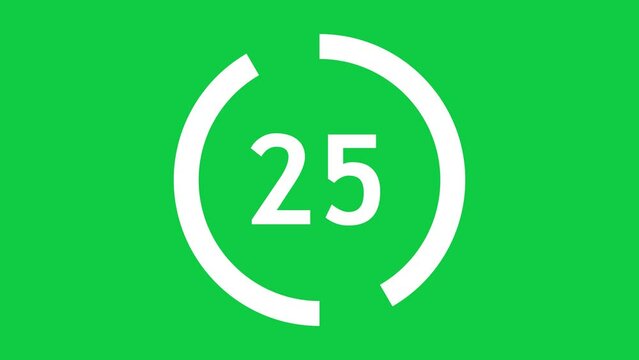 30 seconds timer animation with split elapsed circle effect in green screen background