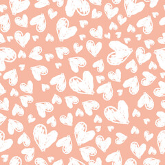 Fototapeta na wymiar Hand draw hearts seamless pattern on Valentine's Day, wedding. Ivent decoration, wrapping paper, party, greeting cards, scrapbooking, print, gift wrap.