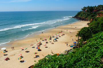 Fototapeta na wymiar Main beach in Varkala, Kerala. India