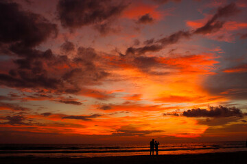 Fototapeta na wymiar Sunset on Varkala beach, Kerala, India