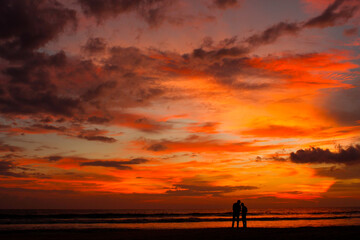 Fototapeta na wymiar Sunset on Varkala beach, Kerala, India