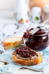 Red onion confit. European cuisine.