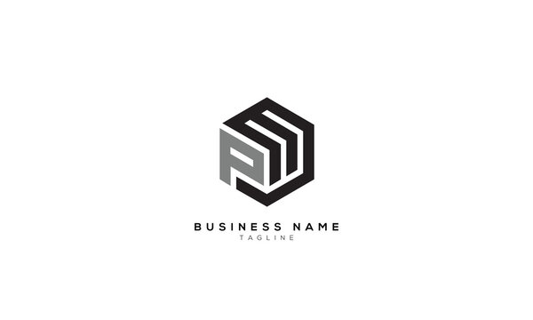 PM, MP, PE, EP, PW, WP, Abstract initial monogram letter alphabet logo design