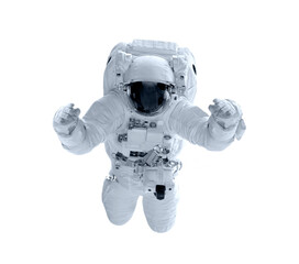 Astronaut in a spacesuit flies isolated. Elements of this image furnished by NASA