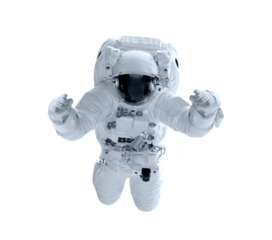 Astronaut in a spacesuit flies isolated. Elements of this image furnished by NASA