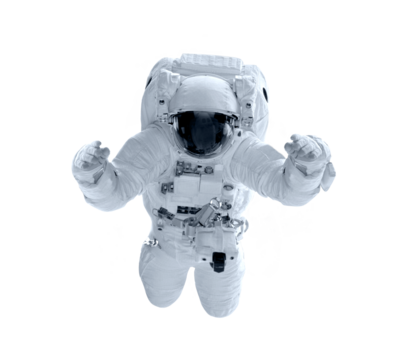 Astronaut in a spacesuit flies isolated. Elements of this image furnished by NASA