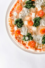 tasty pizza on the white