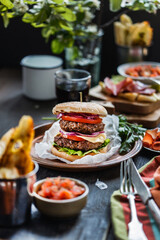 tasty burger on the table