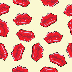 Lips of a woman in red lipstick vector illustration in pixel art