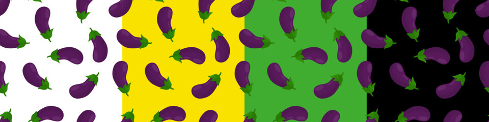 A set of seamless pattern with eggplant. Pattern for kitchen textiles with vegetables