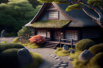 New Japanese or Oriental House concept, Generative AI