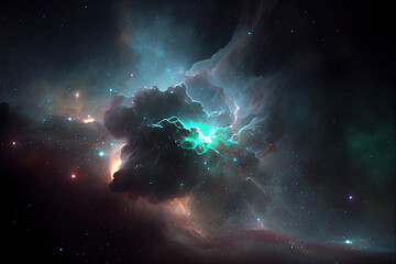 Obraz na płótnie Canvas Deep space or nebula sky abstract, Generative AI