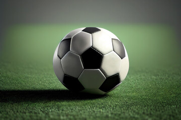 Fototapeta na wymiar Soccer Ball or Foot ball on the grass field, Generative AI