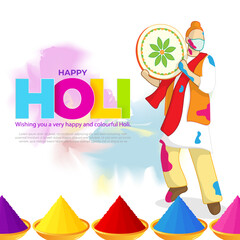 Vector illustration of Happy Holi festival greeting Festival of Colors