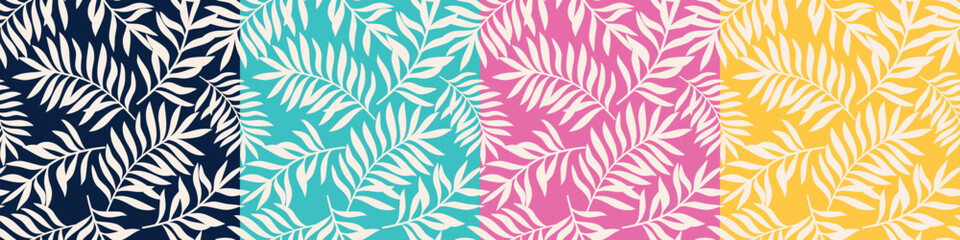 Bold Seamless Repeat Tropical Leaf Monstera Pattern Multi Colour Fun