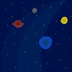 Space with planets and stars