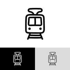 Tram front view doodle icon. Public transport. Vector illustration.