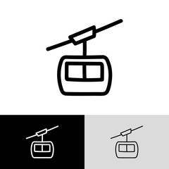 Cablecar, funicular doodle icon. Public mountain transport. Vector illustration.