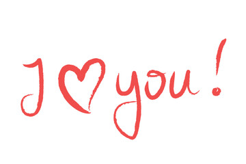 I love you red lettering text with red heart