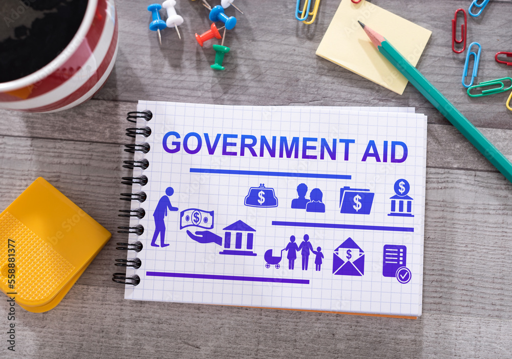 Canvas Prints government aid concept on a notepad