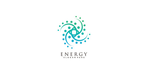 Naklejka premium Energy logo with spinning icon design vector illustration