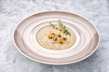 Cream of mushroom soup with sliced mushrooms