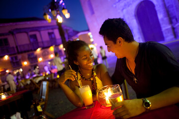 A young couple enjoys a romantic evening in Cartagena, Colombia on November 1, 2009.