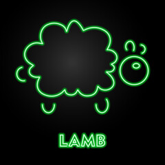 lamb neon sign, modern glowing banner design, colorful modern design trends on black background. Vector illustration.