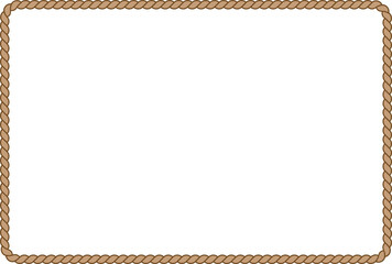 rectangle  rope frame, brown string border isolated on transparent background, PNG illustration, clip art