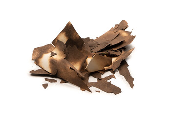 Fototapeta premium Burnt paper isolated on a white background.