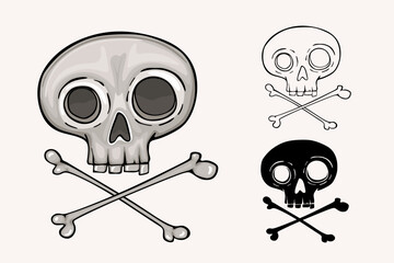 Сartoon skull and crossbones icon