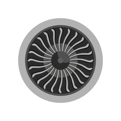 Aircraft turbine isolated on white background. Airplane parts flat vector. Maintenance, aerospace or aviation industry concept