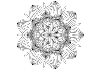 Flower mandala picture, white background. ethnic decorative elements