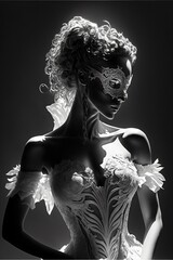 sexy woman with a mask from lace,fictional person made with generative ai