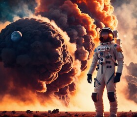 astronaut in space, illustration, 3d rendering