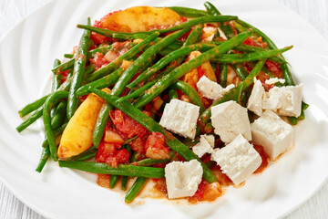 fasolakia, green beans, tomatoes and potatoes stew
