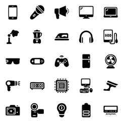 vector illustration, electricity icon set, electronic icon pack, interactive icon set, solid icon