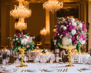 wedding table decorated with flowers
