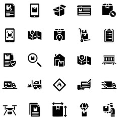 vector illustration, logistic icon set, delivery icon pack, retail icon set, solid icon