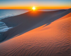 Fototapeta na wymiar beautiful sunset over the dunes of the island of the sea