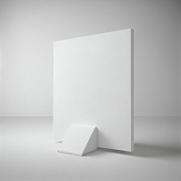 Realistic render. White placeholder canvas or frame ready to be replaced. White environment. (AI Generated)