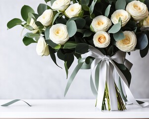 beautiful bouquet of flowers in a vase on a white background