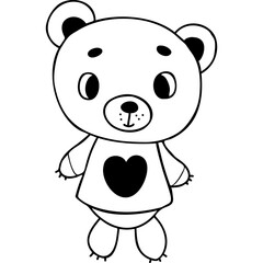 Naklejka premium Cute bear in dress with heart