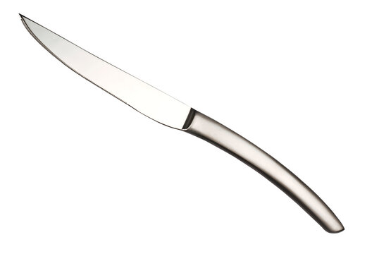 couteau de table lame micro dent&eacute;e sur fond transparent