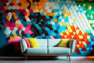Dynamic Tessellation Mosaic Wall with Colorful Scene