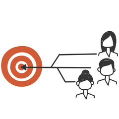 hand drawn doodle Target customer concept arrow illustration vector